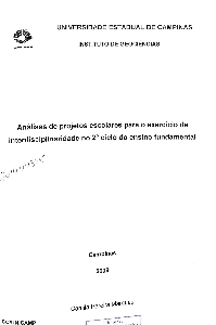Análises de projetos escolares para o exercício da interdisciplinaridade na 2º ciclo do ensino fundamental