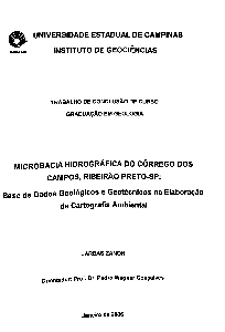 Microbacia hidrográfica do Córrego dos Campos, Ribeirão Preto-SP : base de dados geológicos e geotécnicos na elaboração de cartografia ambiental 
